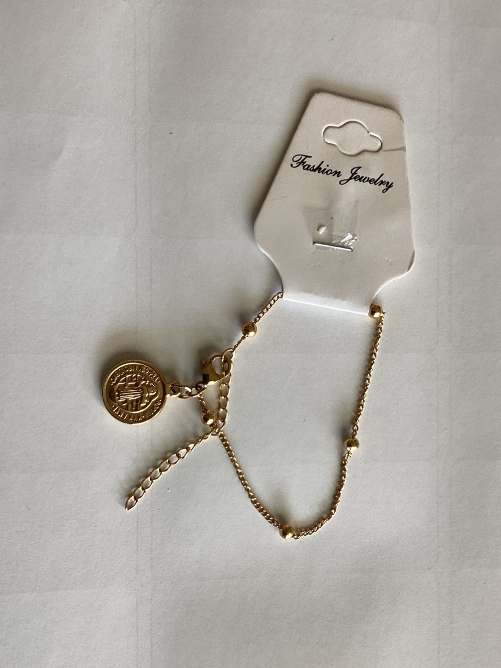 Fashion Jewelry Gold Tone Coin Charm Chain Bracelet